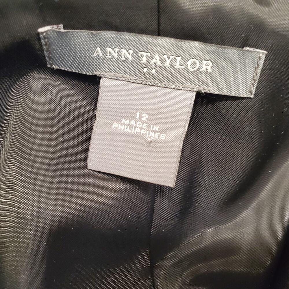 Vintage Womens Suit Ann Taylor Size 12 Womens Black White Piping Y2k 90s - Picture 2 of 9